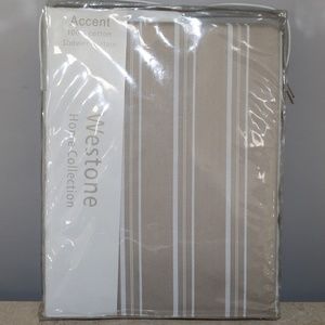 WESTONE HOME COLLECTION ACCENT COTTON SHOWER CURTAIN TAUPE/WHITE STRIPES
